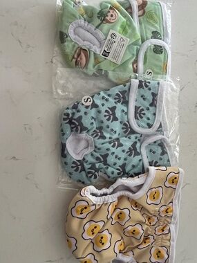 Doggy Washable/Reusable Diapers Set of Three Size small multiple colors